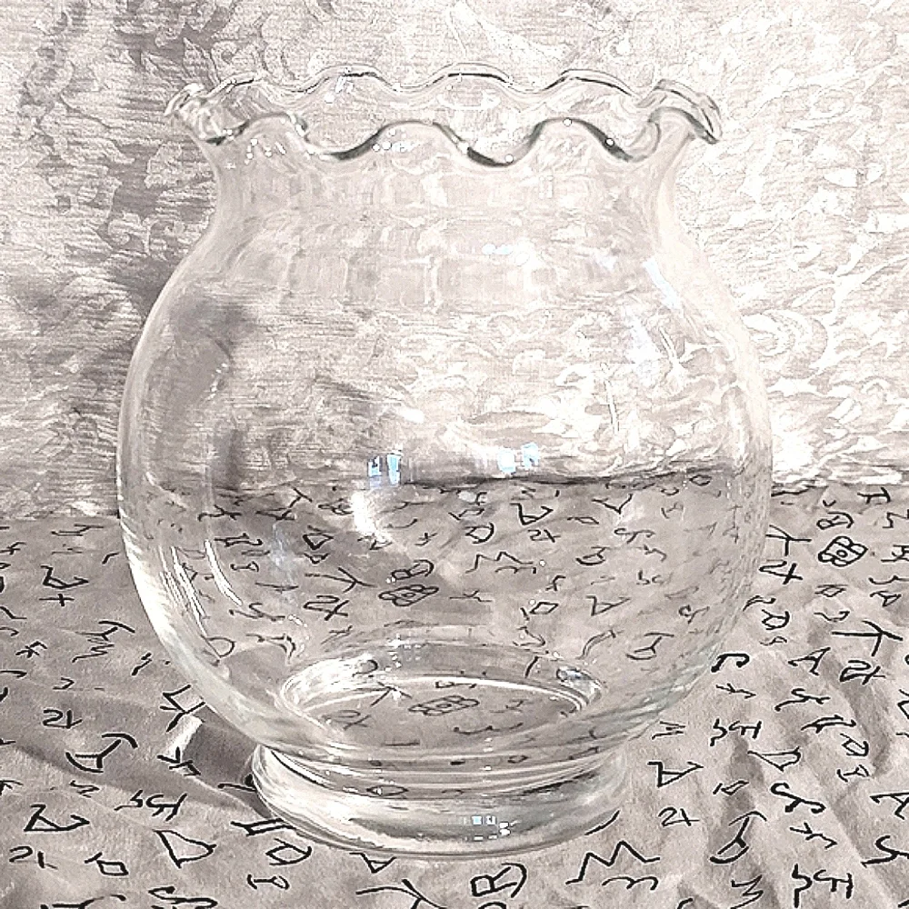 COMING SOON Indiana Glass Iridescent Crystal Carnival Ivy Bowl Ruffled Rim vase